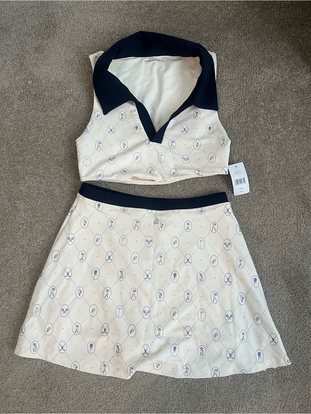 Women’s Two-Piece Golf Set with Navy Trim - Cream/Blue TL/BM